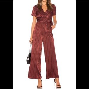 Maroon stripe wide leg jumpsuit